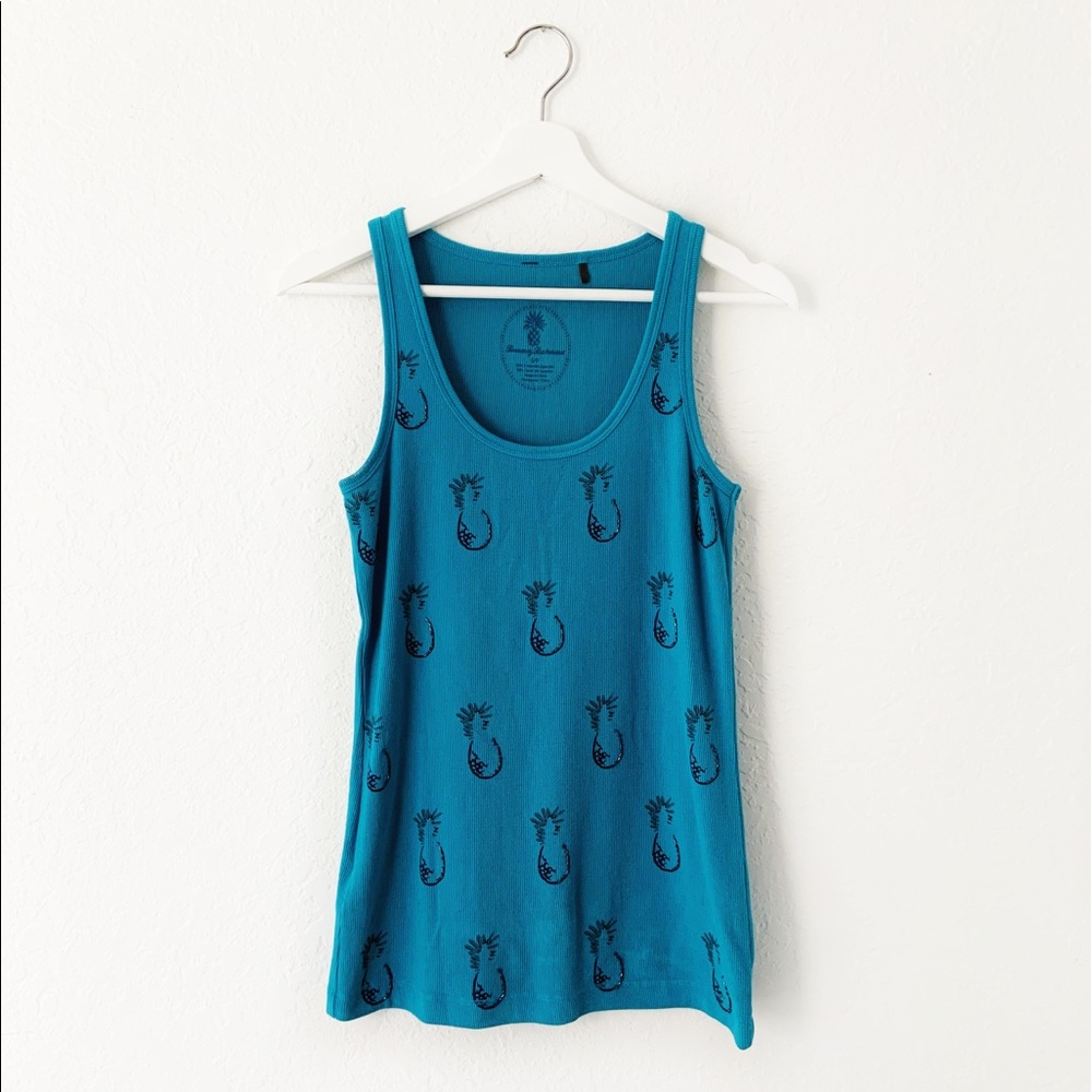 Tommy Bahama Blue Pineapple Tank Top Embellished